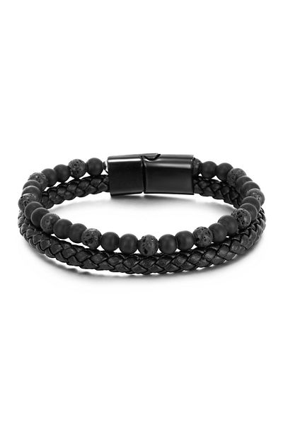 Choice 21cm Volcanic Rock 2 ZG Volcano Tiger Eye Beaded Bracelet Cowhide Rope Natural Stone Bracelet For Me