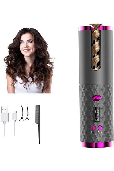 COOYA Cordless Auto Hair Curler, with LCD Display,Adjustable Temperature & Timer, for Hair Styling Medium