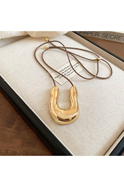 Choice قلادة ذهبية اللون على شكل حرف U كبير للنساء والرجال على شكل حدوة حصان ...