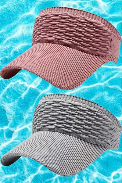 Mood Agenda Women's Knitted Textured Uv Protection Summer Visor Hat Set of 2