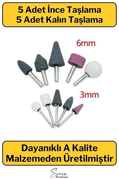 Svein Hobi Gravür Dremel Taşlama Ucu Mini Metal Ahşap Oyma Seti Parlatma Çapak Alma 10 Parça Matkap Uyumlu