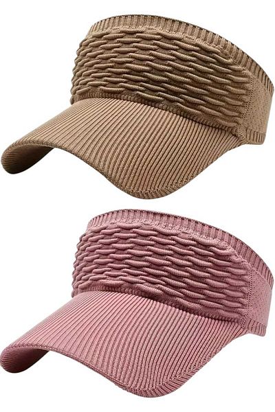 Uniquetrenders Комплект от 2 плетени дамски шапки с UV защита и козирка