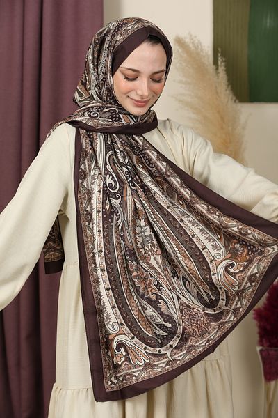 aldyoo Retro Ethnic Pattern Cotton Viscose Shawl Bitter Brown
