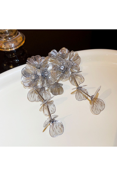 Choice silver color Vintage Gold-color Big Flower Drop Earrings For Women Cla...