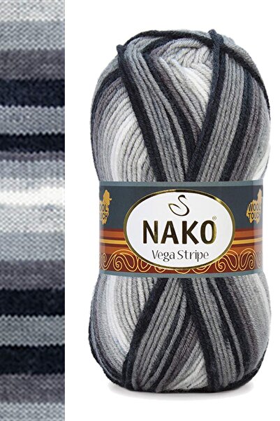 NAKO Vega Stripe Premium Acrilic Fir de Lână pentru Tricotat Manual Nr.: 82424