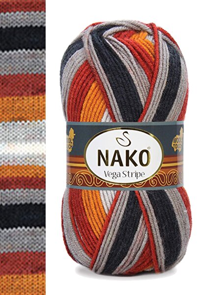 NAKO Vega Stripe Premium Acrylic Hand Knitting Yarn Wool No: 82417