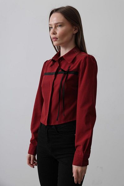 TUA MODA Tua Moda Contrast Bow Front Shirt - Claret Red