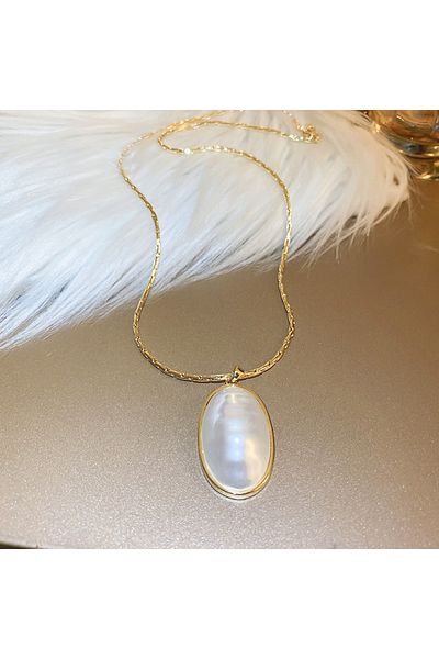 Choice HN2747-1 Oval Big Pearl Necklace for Women French Fashion New Luxury Fashion High Quality Pearl Stud