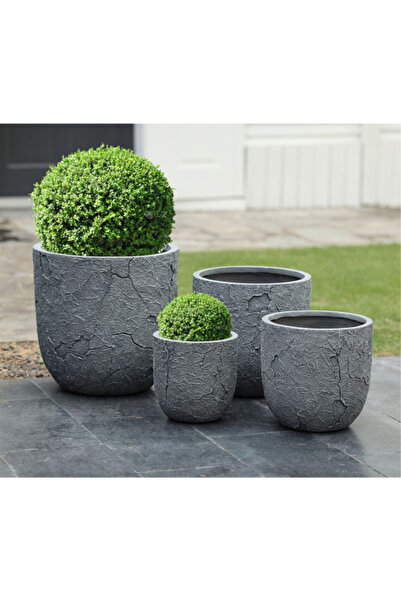 SereneLife طقم زارع سيراميك دائري بتصميم أنيق مكون من 4 قطع