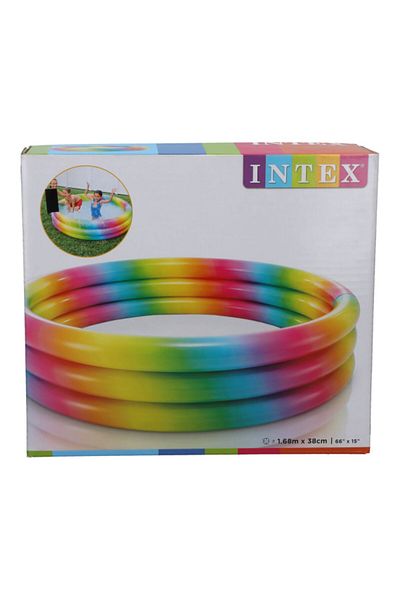 Intex مسبح دائري قابل للنفخ من مادة البولي فينيل كلوريد للأطفال من سن 3 سنوات فما فوق