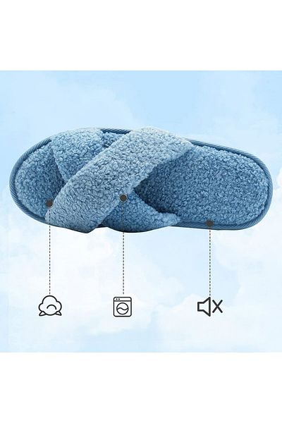 WateLves Papuci de casa confortabili pentru femei WateLves, microfibra/spuma de memorie, albastru, 38-39