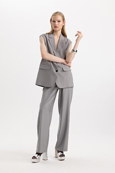 DeFacto High Waist Straight Fit Long Leg Trousers C4431ax24sm