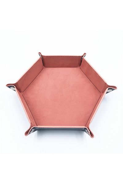 Choice Peach Rolling Folding Hexagon Dice Game Storage Tray Pu Leather&velvet Mat Holder Double Sided Thic