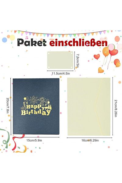 PokeAir PokeAir birthday card, paper, black/gold, 20 x 15 cm