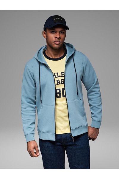 OMBRE Unzipped Hoodie Sweatshirt im Streetwear-Stil - hellblau V4 OM-SSZP-0213 L
