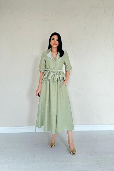 Modayakamoz Set verde subțire din curea piese: jachetă cu volane și fustă cu ...