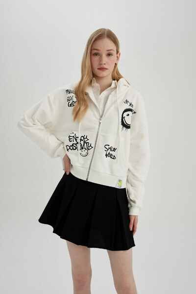 DeFacto Smileyworld Oversize-Sweatshirt mit Kapuze und Reißverschluss – C5380ax24sp