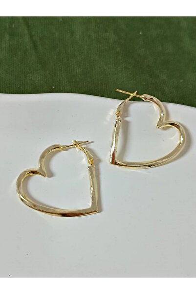 mos&more Gold  Kalp Halka Hafif  Kadın Küpe