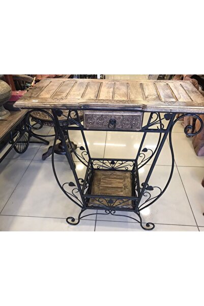 Otantik Çarşı Ahşap Ferforje Oymalı Dresuar Etajer Çekmeceli 79x38x77 cm.