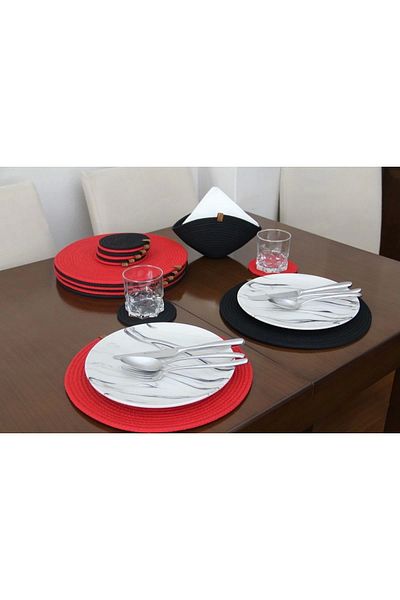 Hediyeninellitonu 17 Piece Placemat Set for 8 Persons, Charger Set, Plate Coaster, Coaster, Runner