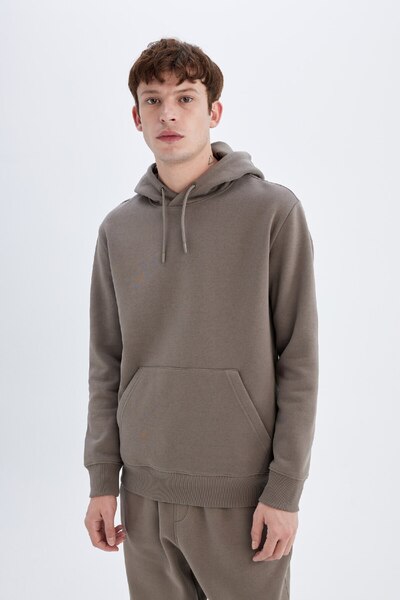 DeFacto Regular Fit Kapüşonlu Kanguru Cepli İçi Yumuşak Tüylü Basic Düz Sweatshirt X8283AZ24AU