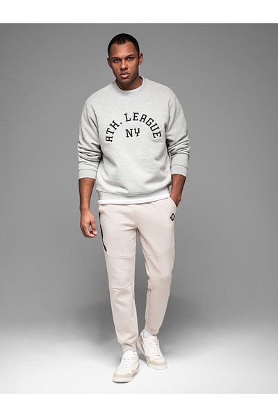 OMBRE Herren Jogginghose mit Rippbündchen und dekorativem Reißverschluss - Sand V6 OM-PASK-0226 XL