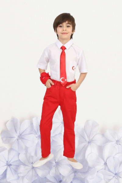 Generic Brand Boy's April 23 Show Costume Pants Short Sleeve Shirt Tie White ...