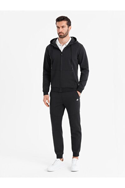OMBRE Herren Jogginghose mit Rippbündchen und dekorativem Reißverschluss - schwarz V3 OM-PASK-0226 XL