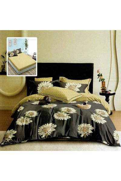Pucioasa Finet bed linen with elastic, 6 pieces, sunflower