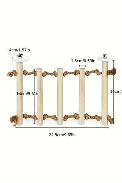 Alyones All-Natural Wooden Parrot Toy - Exercise Set with Climbing Ladder & Perch
