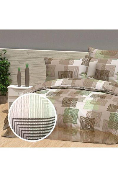 Pucioasa Double crepe bed linen, 100% cotton, squares