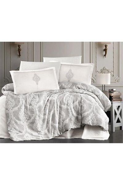 Pucioasa Luxury satin double bed linen, Kaldera V1 Grey