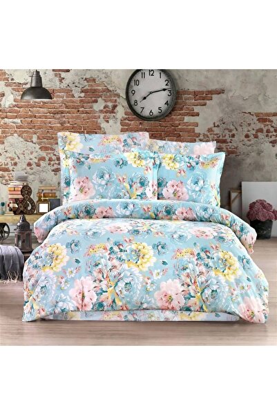 Pucioasa Lenjerie pat dublu creponata 6 piese, bumbac 100%, model floral