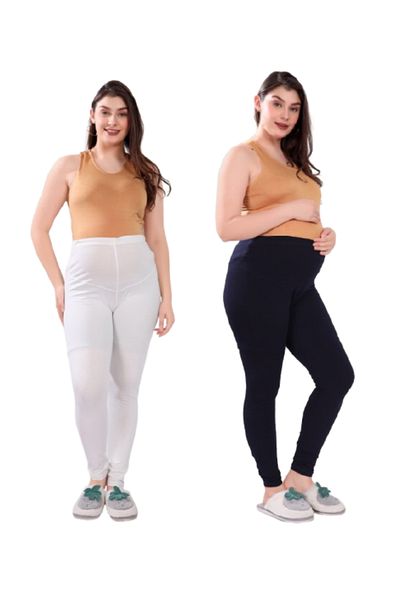 Tummy Pack of 2 Viscose Solid High Waist Maternity Leggings