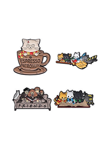 Choice SMT061 قطة لطيفة 4-6 قطع/مجموعة دبابيس مينا سوداء سائلة دبابيس قطة شار...