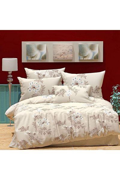 Pucioasa Beige double bed linen with flowers, RNFN179