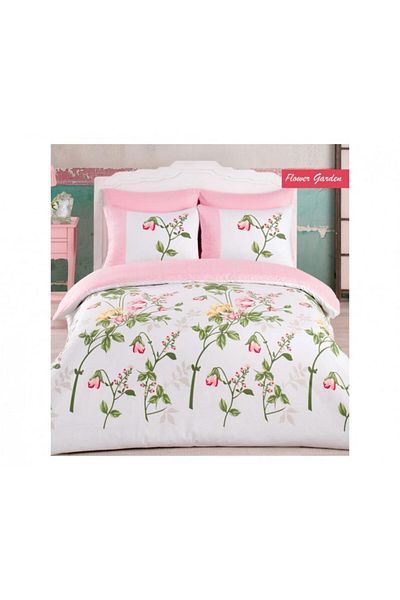 Class-Majoli 100% cotton ranforce bed linen with 2 duvet covers, 5 pieces, Flower Garden
