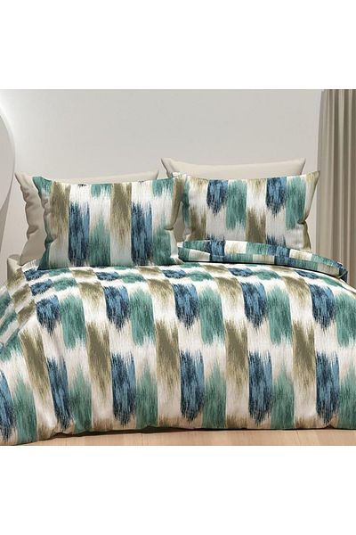 Pucioasa Blue, green and beige double bed linen, RNFN173