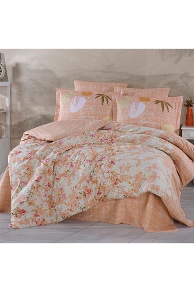 Hobby home collection Lenjerie pat dublu poplin percale, Hobby home collection, Flori, Lily Salmon