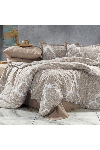 Pucioasa Beige double bed linen with paisley pattern, RNFN254