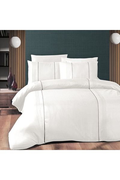 First Choice Lenjerie de pat bumbac ranforce de lux 6 piese, First Choice, Elegant alb