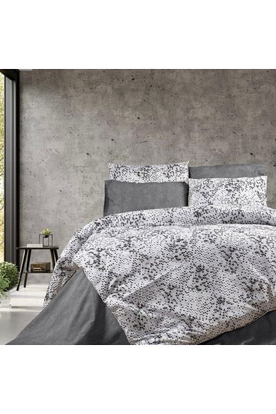 Pucioasa Double grey bed linen in geometric style, RNFN 218