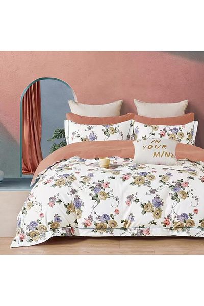 Pucioasa Double percale bed linen 6 pieces 100% cotton, colorful roses