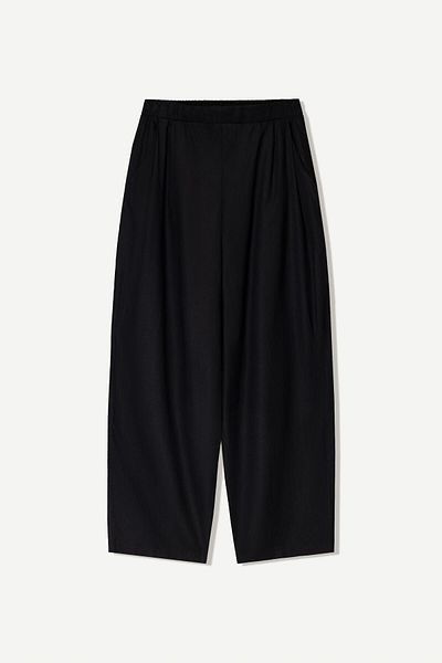 Bershka Linen blend balloon fit trousers with darts