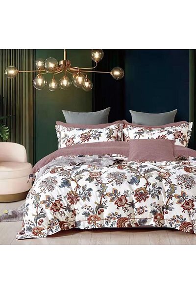 Pucioasa Double percale bed linen 6 pieces 100% cotton, floral pattern
