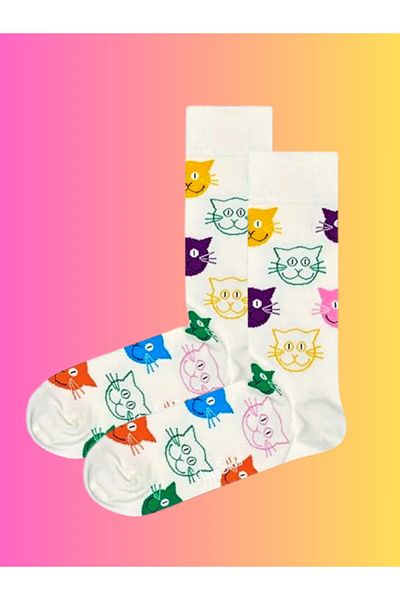 Shuttle Park Εισαγόμενες κάλτσες ειδικής σειράς Happy Cat με μοτίβο γραπτές κάλτσες Πολύχρωμες διασκεδαστικές άνετες κάλτσες σε στυλ σχεδίασης