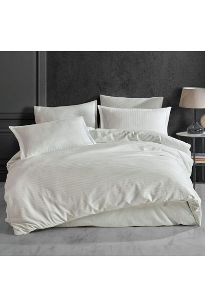 Pucioasa Thick damask bed linen with duvet cover 180x220cm, Cream