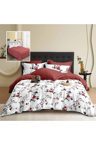 Pucioasa Double bed linen with finet flowers, set of 6 pieces M441