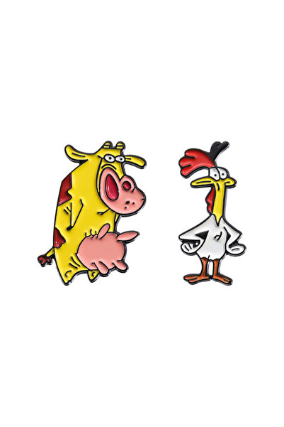 Choice دبابيس مطلية بالمينا على شكل ديك بقرة كرتونية TZ1407، دبابيس على شكل ي...