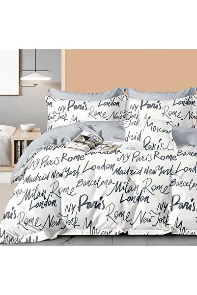 Pucioasa Διπλά σεντόνια από περκάλι 6 τεμάχια 100% βαμβάκι, αστικό σχέδιο